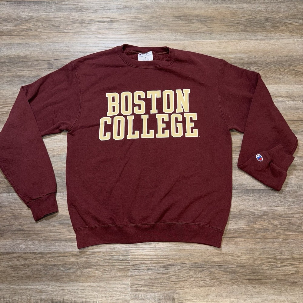 Champion Boston College Sweatshirt Mens Medium Maroon Crewneck Spell-Out Logo